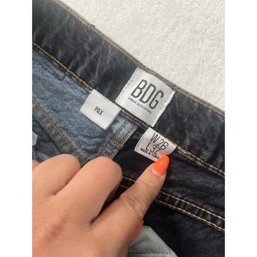 BDG Urban Outfitters Two Tone Color-block Straight Leg Denim Jeans Black Blue 26 - Picture 4 of 10